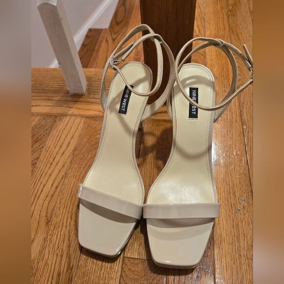 Nine West Patent Leather Cream Strappy Heels - Picture 4 of 9